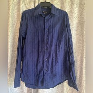 Express 1MX Modern Fit Blue with black pin stripe Dress Shirt Size medium SALE